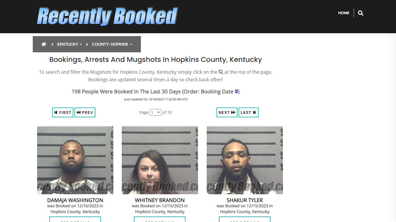 Bookings, Arrests and Mugshots in Hopkins County, Kentucky